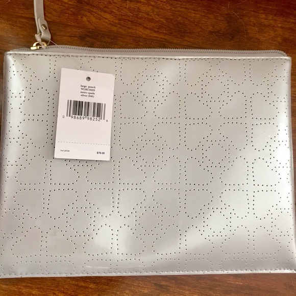 Kate Spade ♠️ Silver Pouch NWT - Picture 3 of 5